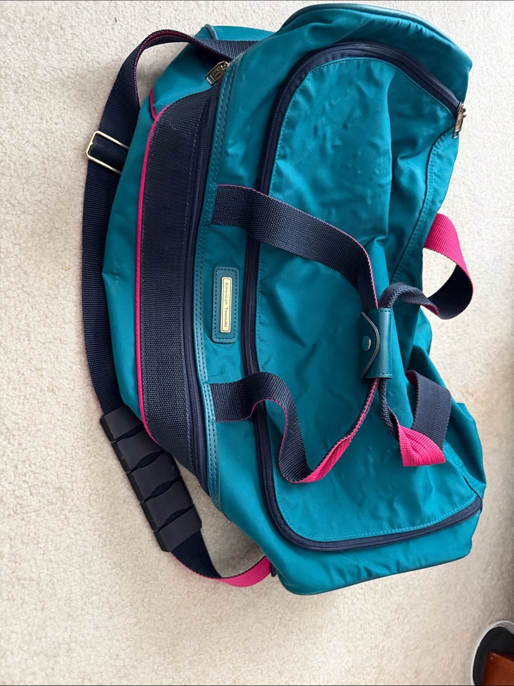 American Tourister Teal Duffel vintage